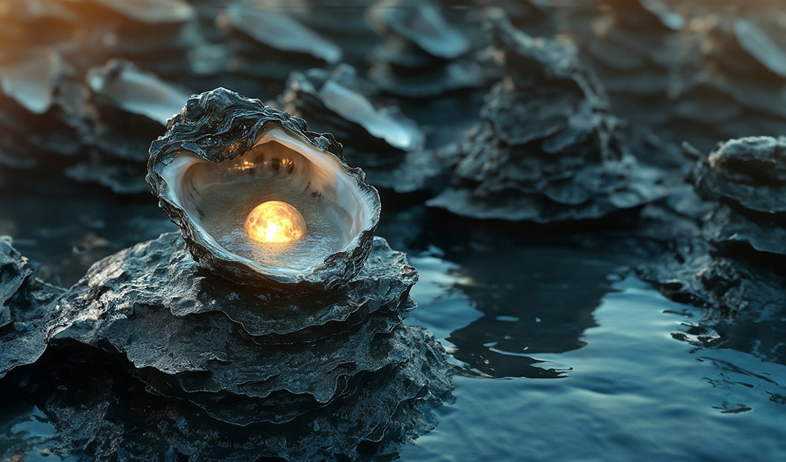 A Large Top Cover Open Black Natural Oysters